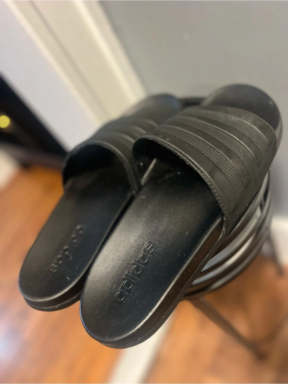 adidas Black Textured Strap Slide Sandals size 10 men